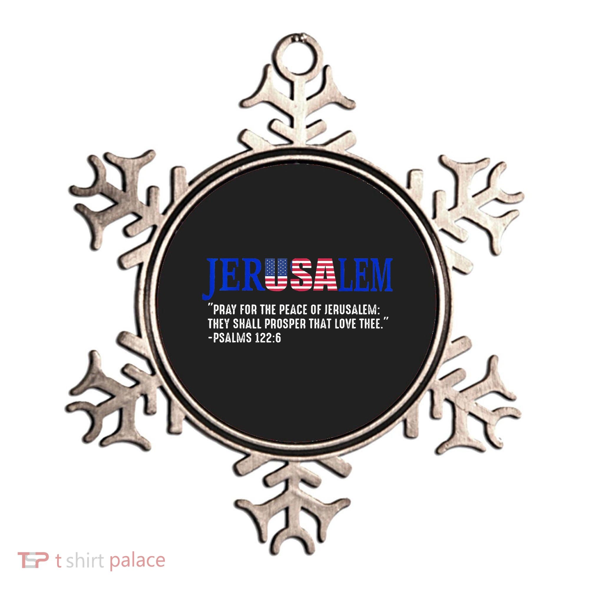 JERUSALEM Pray For the Peace Of Jerusalem US Israel Flag Ornament
