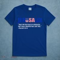 JERUSALEM Pray For the Peace Of Jerusalem US Israel Flag T-Shirt thumb 5