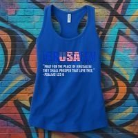 JERUSALEM Pray For the Peace Of Jerusalem US Israel Flag Women's Tank Top thumb 3