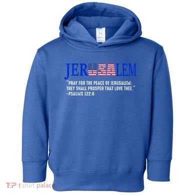 JERUSALEM Pray For the Peace Of Jerusalem US Israel Flag Toddler Hoodie