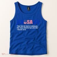 JERUSALEM Pray For the Peace Of Jerusalem US Israel Flag Tank Top thumb 2