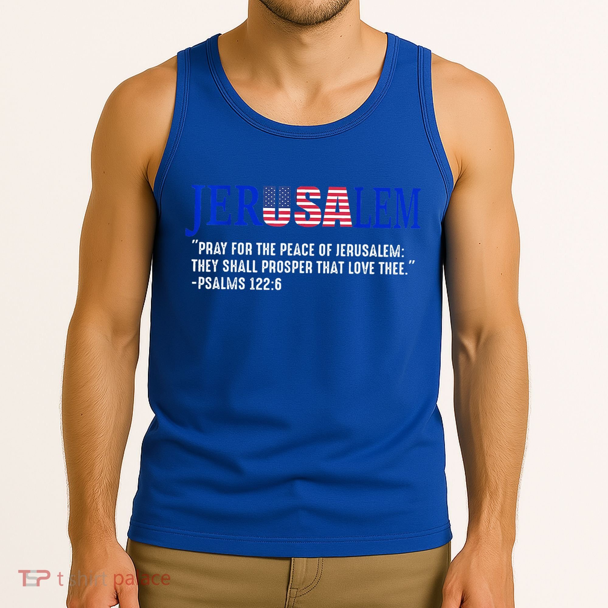 JERUSALEM Pray For the Peace Of Jerusalem US Israel Flag Tank Top