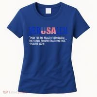 JERUSALEM Pray For the Peace Of Jerusalem US Israel Flag Women's T-Shirt thumb 0