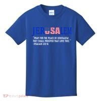 JERUSALEM Pray For the Peace Of Jerusalem US Israel Flag Kids T-Shirt thumb 0