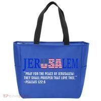 JERUSALEM Pray For the Peace Of Jerusalem US Israel Flag Tote Bag thumb 0