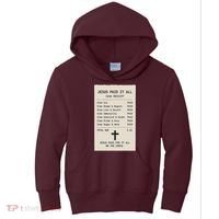 Jesus Paid For It All Jesus Receipt Kids Hoodie thumb 0