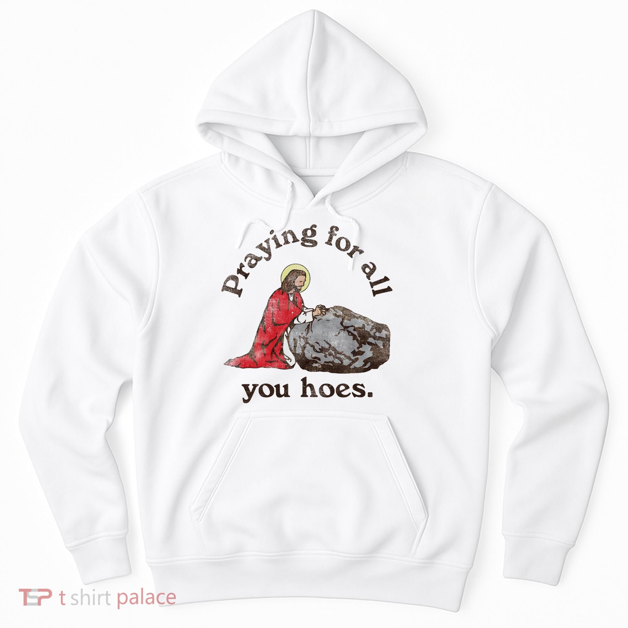 Jesus Praying For All You Hoes Humor Christian Hoodie