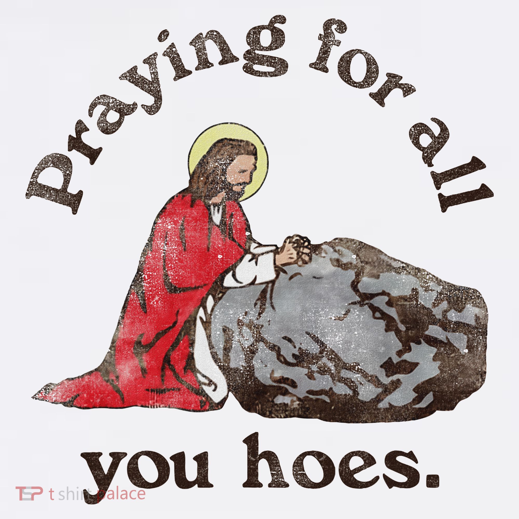 Jesus Praying For All You Hoes Humor Christian Apron