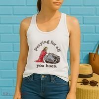 Jesus Praying For All You Hoes Humor Christian Women's Tank Top thumb 2