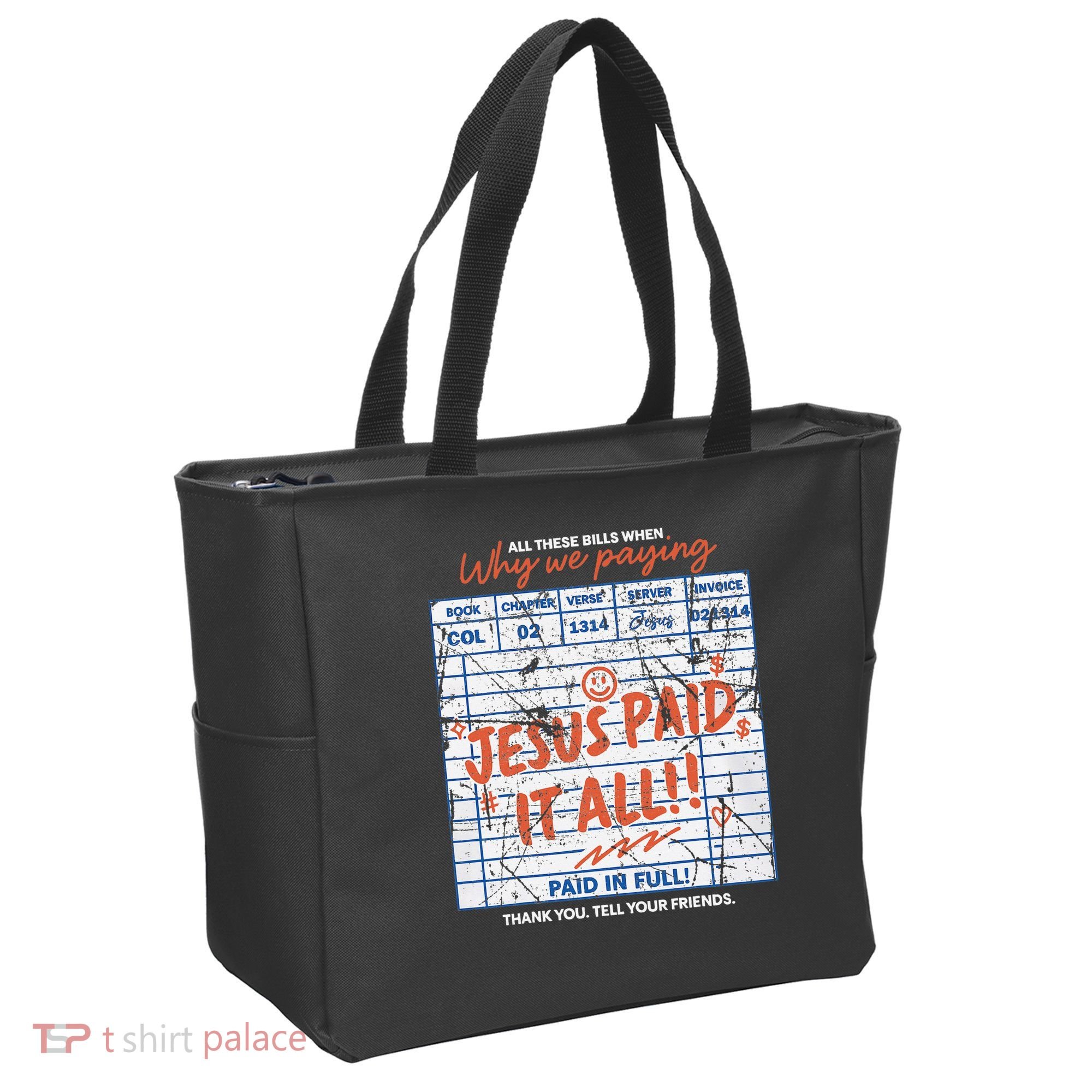 Jesus Paid It All Romans 623 Christian Easter Bill Bible Tote Bag