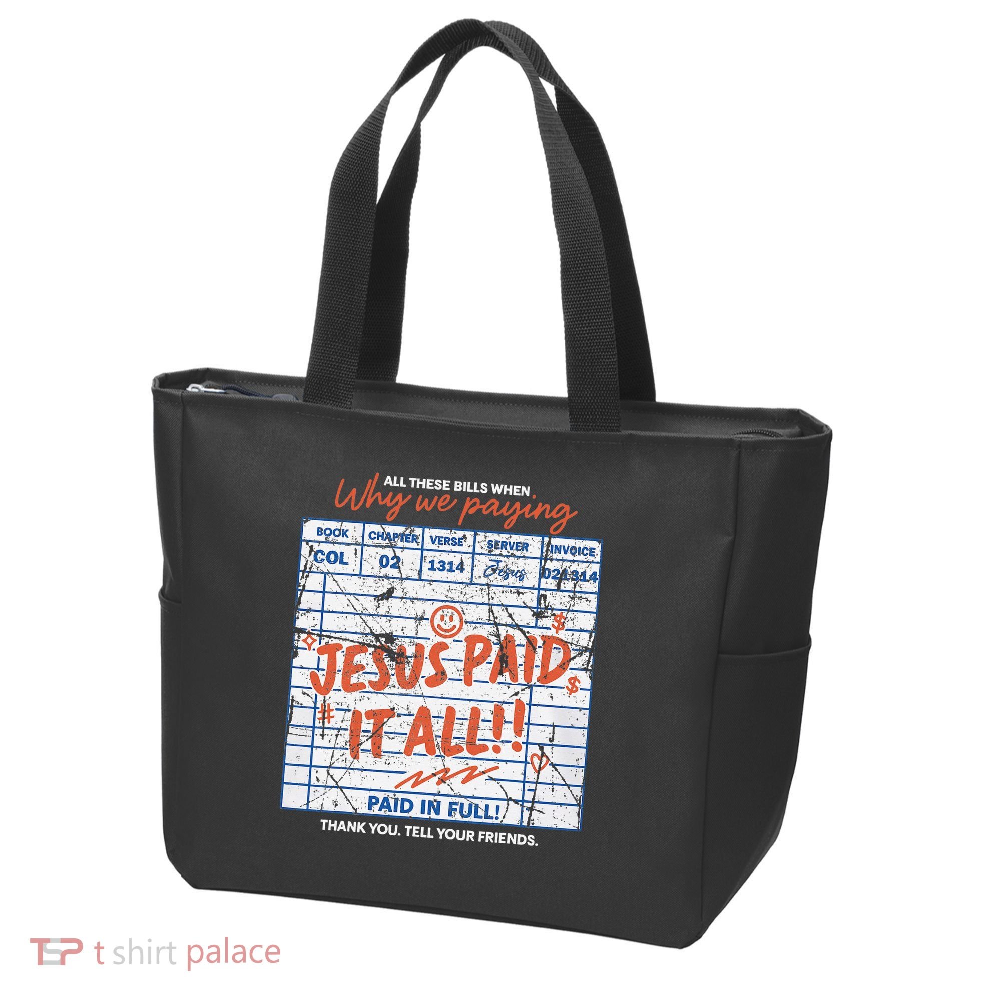 Jesus Paid It All Romans 623 Christian Easter Bill Bible Tote Bag