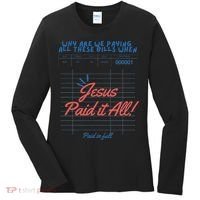 Jesus Paid It All Guest Check Receipt Christian Women's Long Sleeve Shirt thumb 0