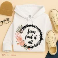 Jesus Paid It All Floral Crown Christian Hoodie thumb 4