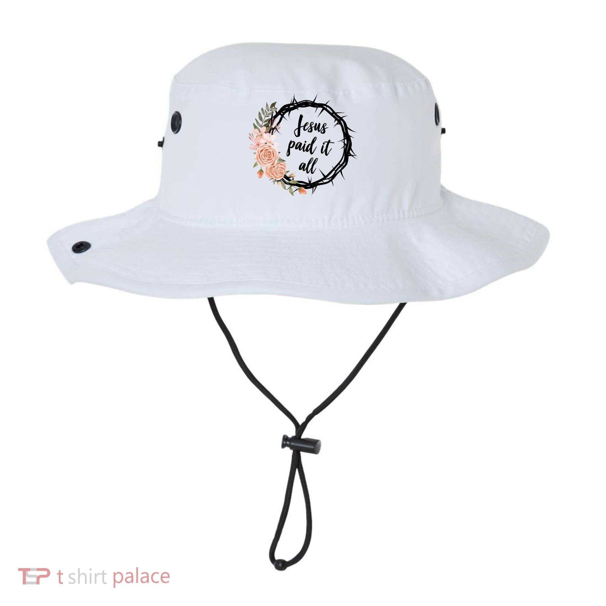 Jesus Paid It All Floral Crown Christian Bucket Hat