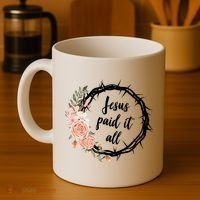 Jesus Paid It All Floral Crown Christian Coffee Mug thumb 4