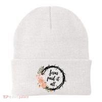Jesus Paid It All Floral Crown Christian Beanie thumb 0
