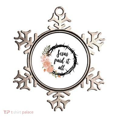 Jesus Paid It All Floral Crown Christian Ornament