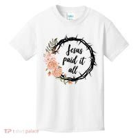 Jesus Paid It All Floral Crown Christian Kids T-Shirt thumb 0