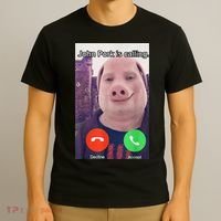 John Pork Is Calling Funny Answer Call Phone T-Shirt thumb 3