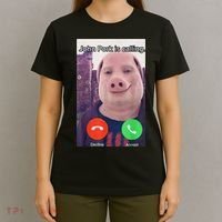 John Pork Is Calling Funny Answer Call Phone T-Shirt thumb 4