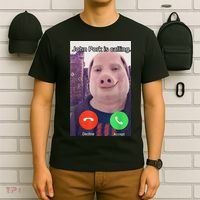 John Pork Is Calling Funny Answer Call Phone T-Shirt thumb 6