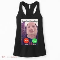 John Pork Is Calling Funny Answer Call Phone Women's Tank Top thumb 0