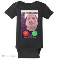 John Pork Is Calling Funny Answer Call Phone Baby Bodysuit thumb 0
