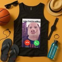 John Pork Is Calling Funny Answer Call Phone Tank Top thumb 4