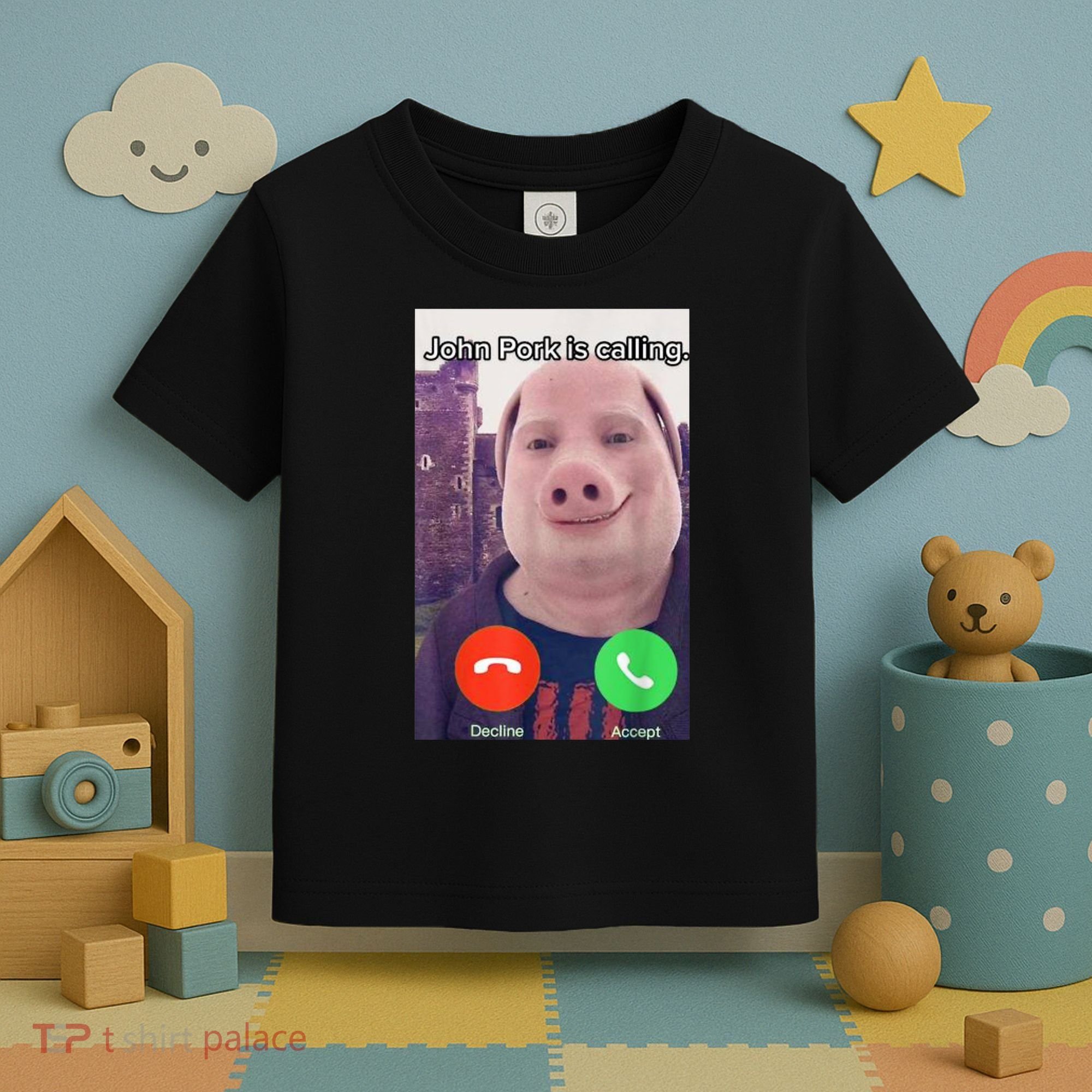 John Pork Is Calling Funny Answer Call Phone Toddler T-Shirt