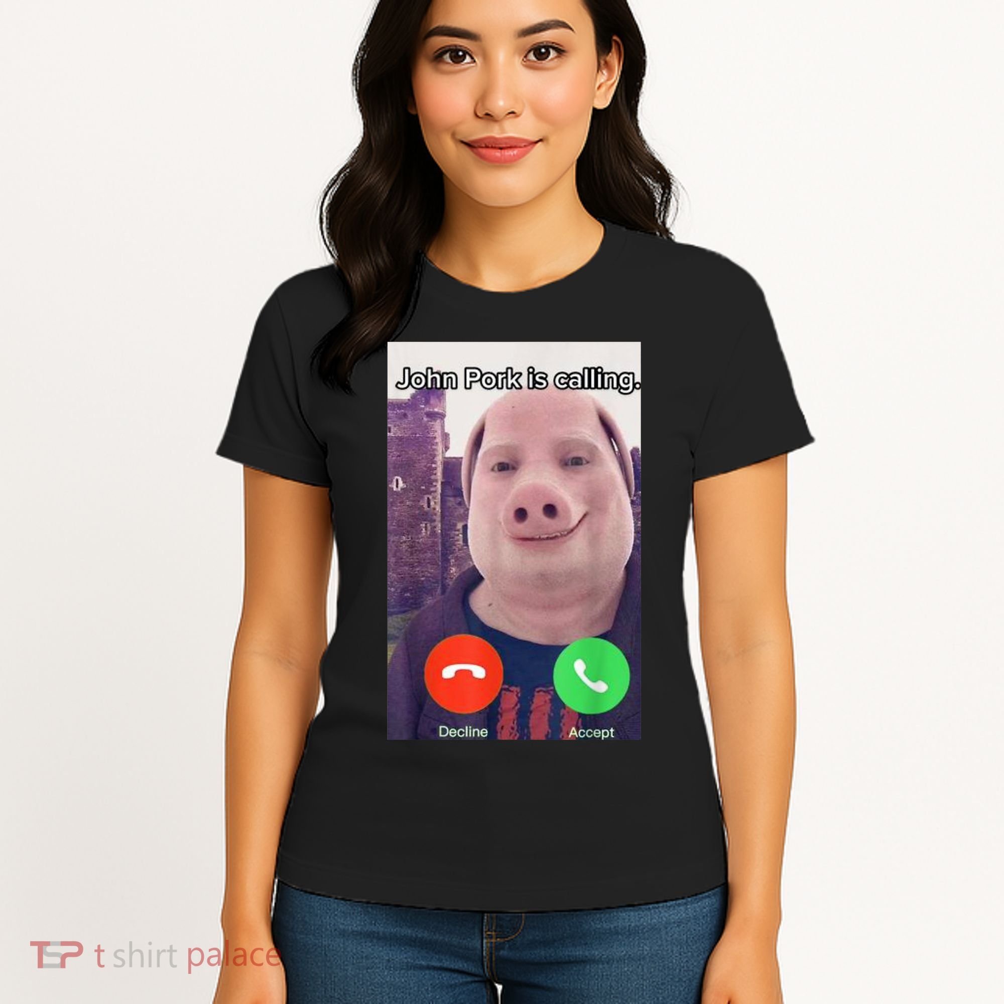 John Pork Is Calling Funny Answer Call Phone Women's T-Shirt