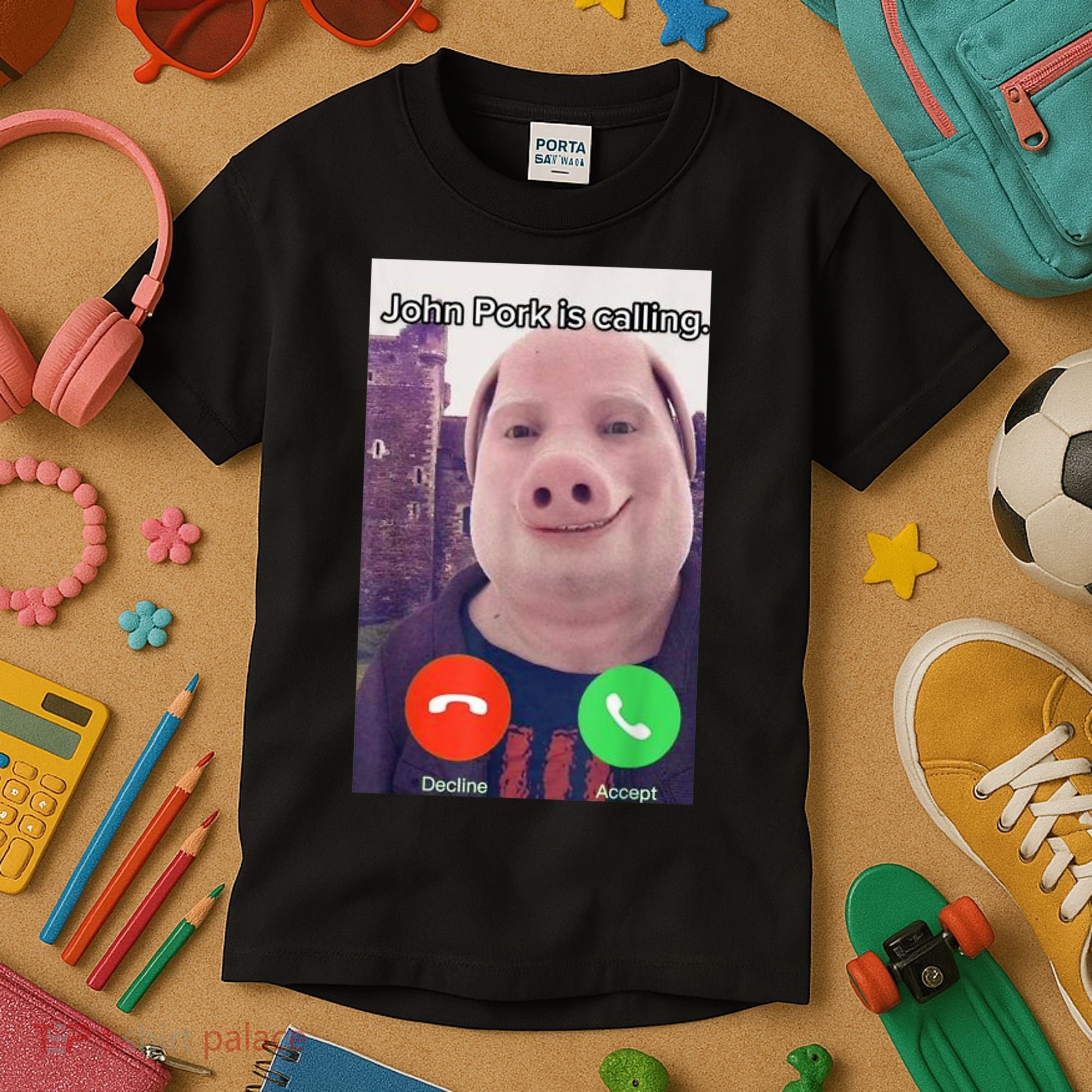 John Pork Is Calling Funny Answer Call Phone Kids T-Shirt