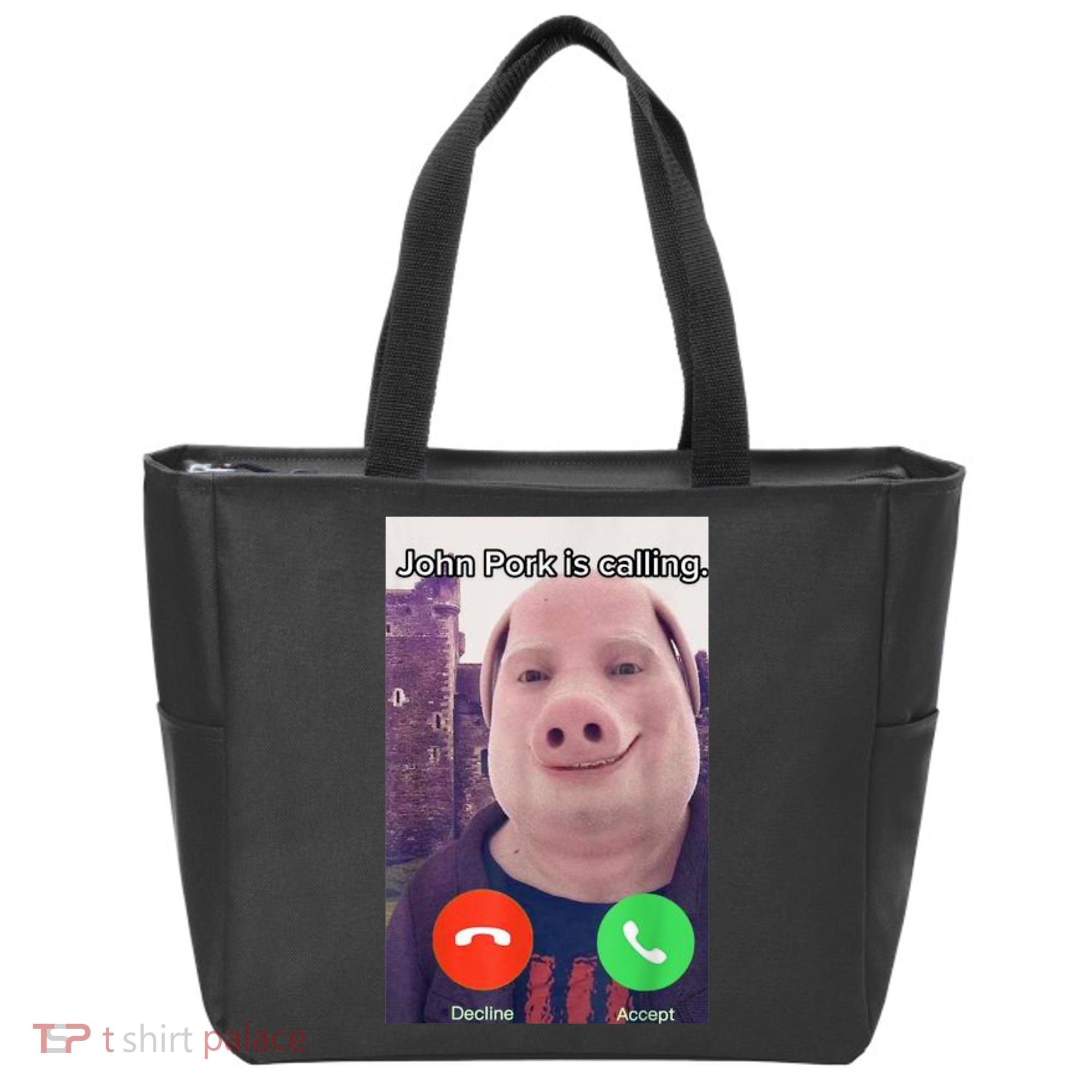 John Pork Is Calling Funny Answer Call Phone Tote Bag