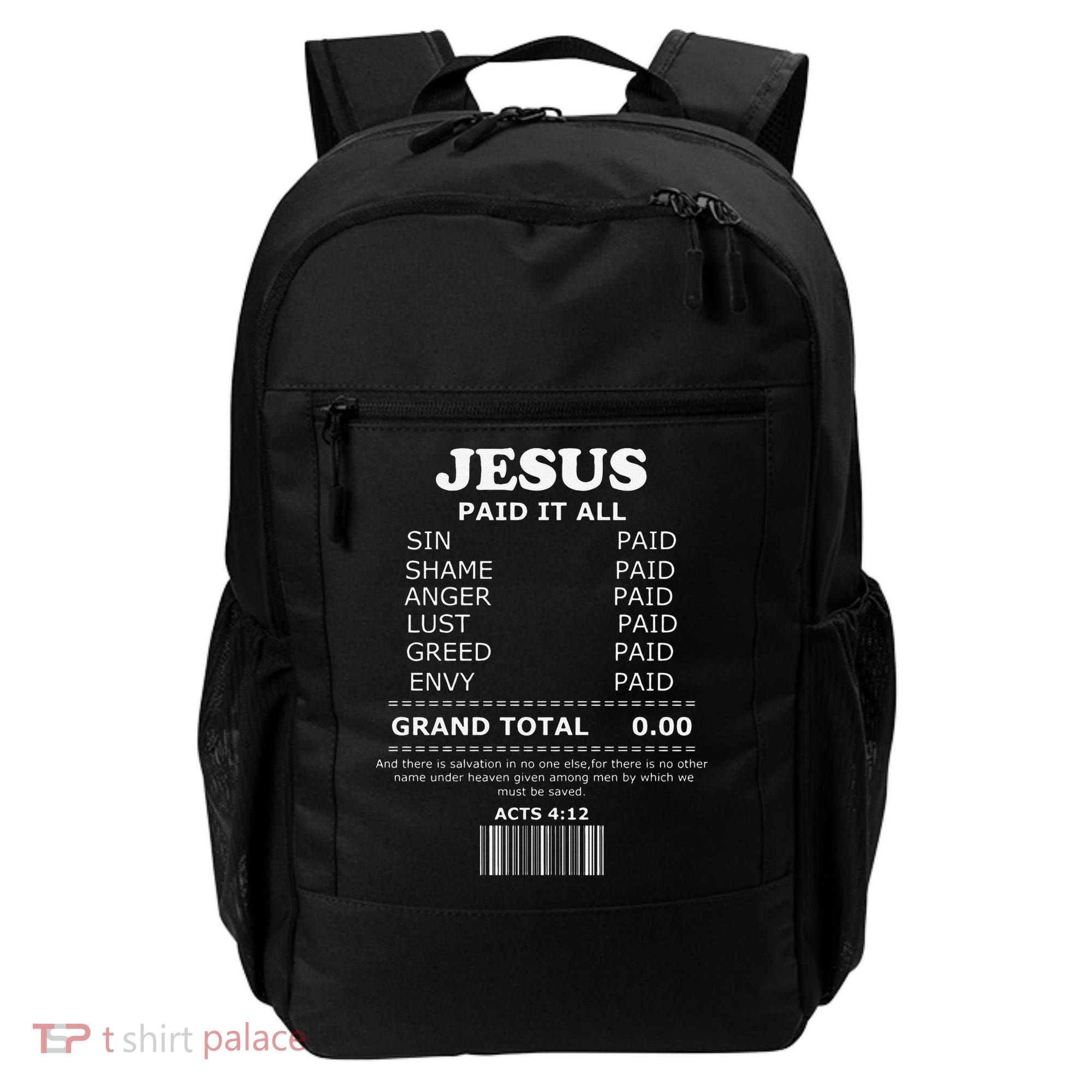 Jesus Paid It All Receipt Backpack