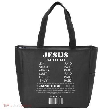 Jesus Paid It All Receipt Tote Bag