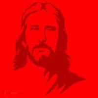 Jesus Portrait Outline Santa Hat thumb 1