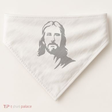 Jesus Portrait Outline USA-Made Doggie Bandana