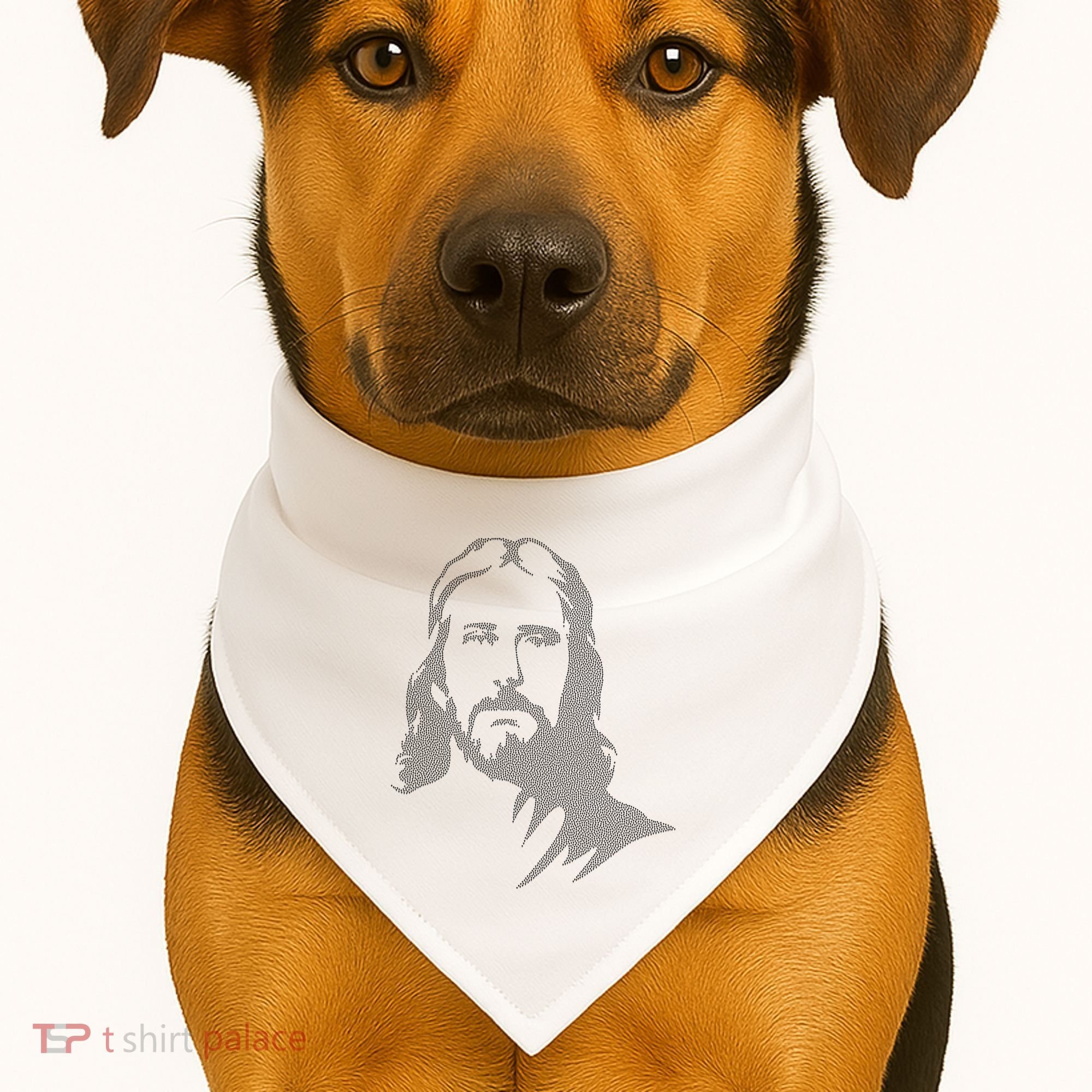 Jesus Portrait Outline USA-Made Doggie Bandana
