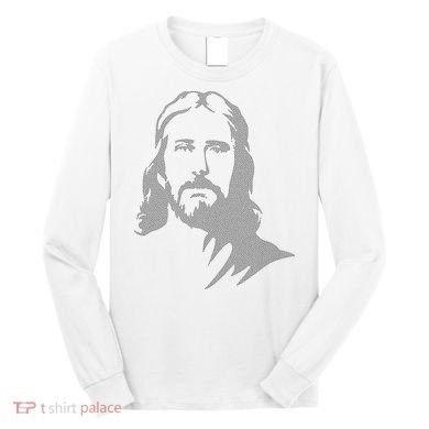 Jesus Portrait Outline Long Sleeve Shirt