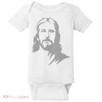 Jesus Portrait Outline Baby Bodysuit thumb 0