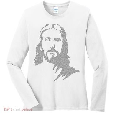 Jesus Portrait Outline Women's Long Sleeve Shirt