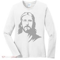 Jesus Portrait Outline Women's Long Sleeve Shirt thumb 0