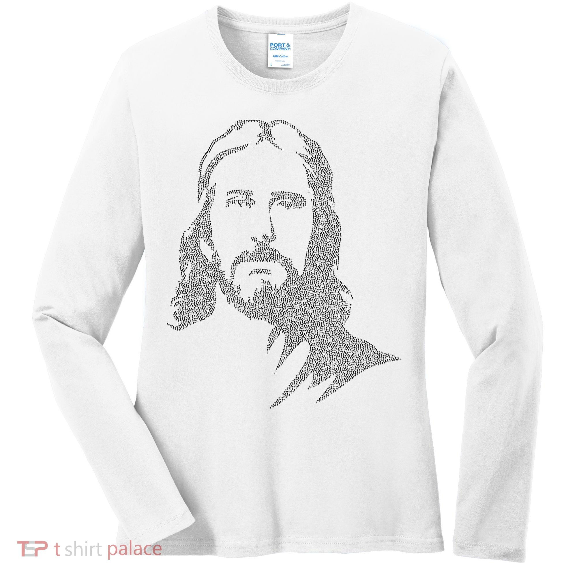 Jesus Portrait Outline Women's Long Sleeve Shirt