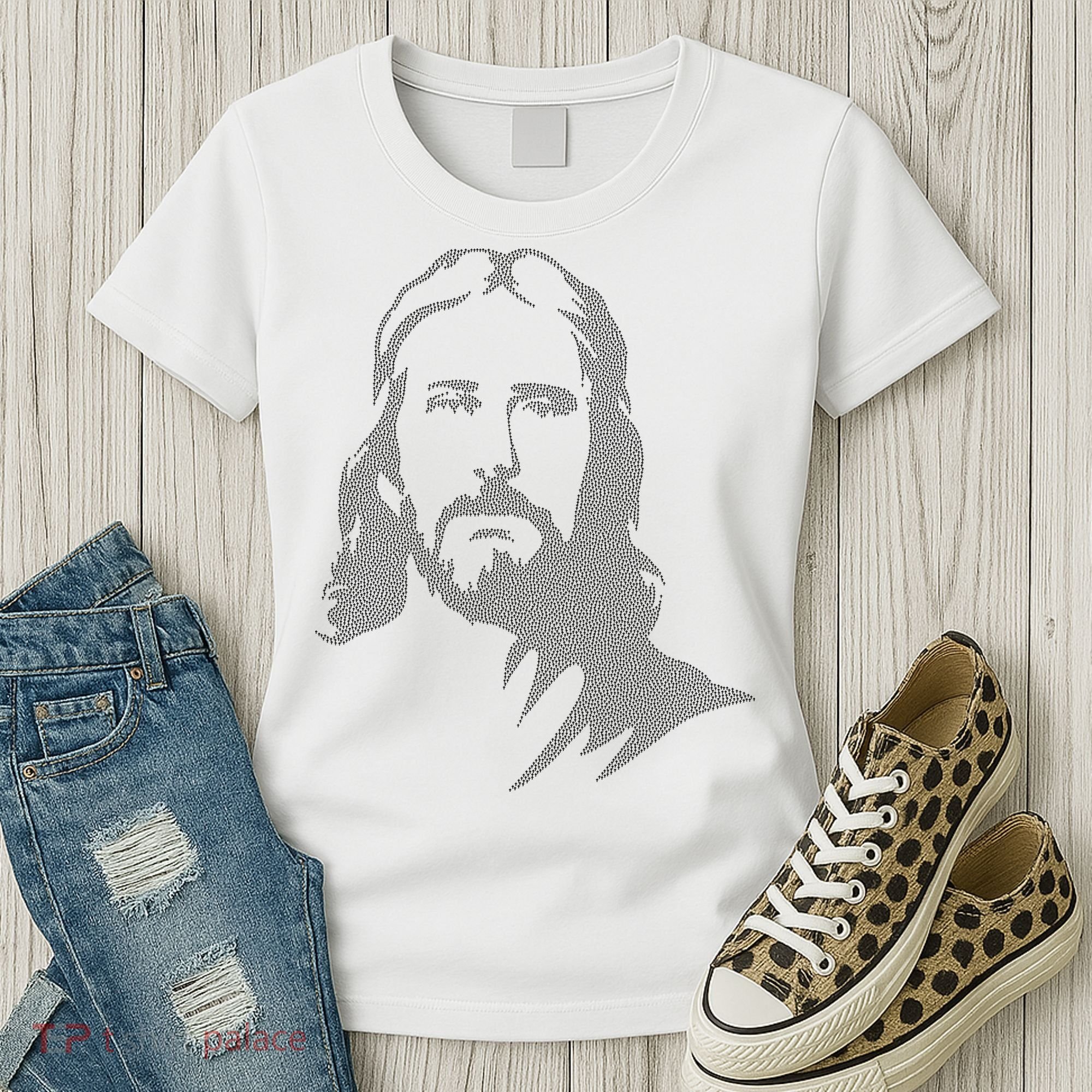 Jesus Portrait Outline Women's T-Shirt
