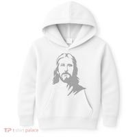 Jesus Portrait Outline Kids Hoodie thumb 0