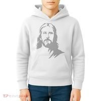 Jesus Portrait Outline Kids Hoodie thumb 4