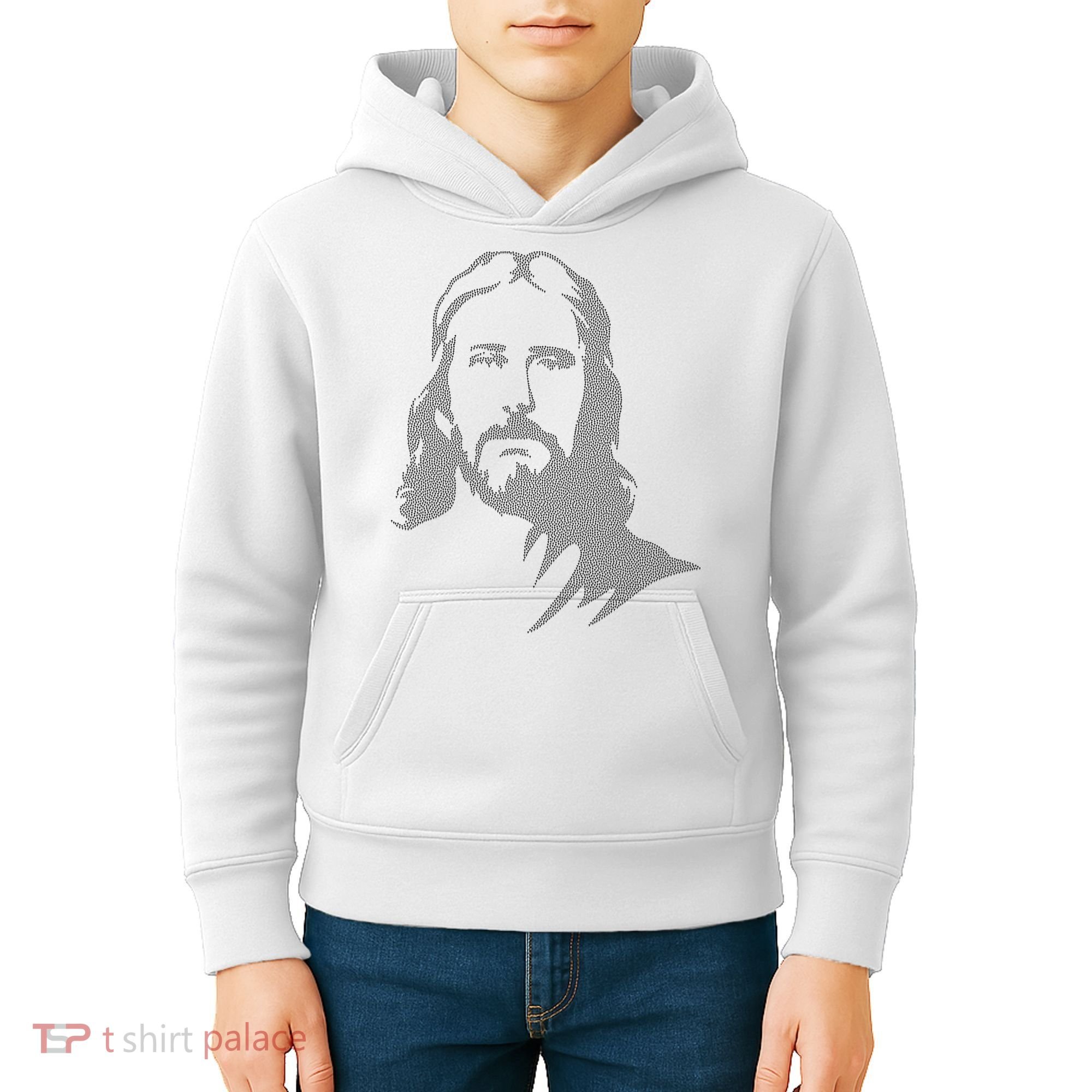 Jesus Portrait Outline Kids Hoodie