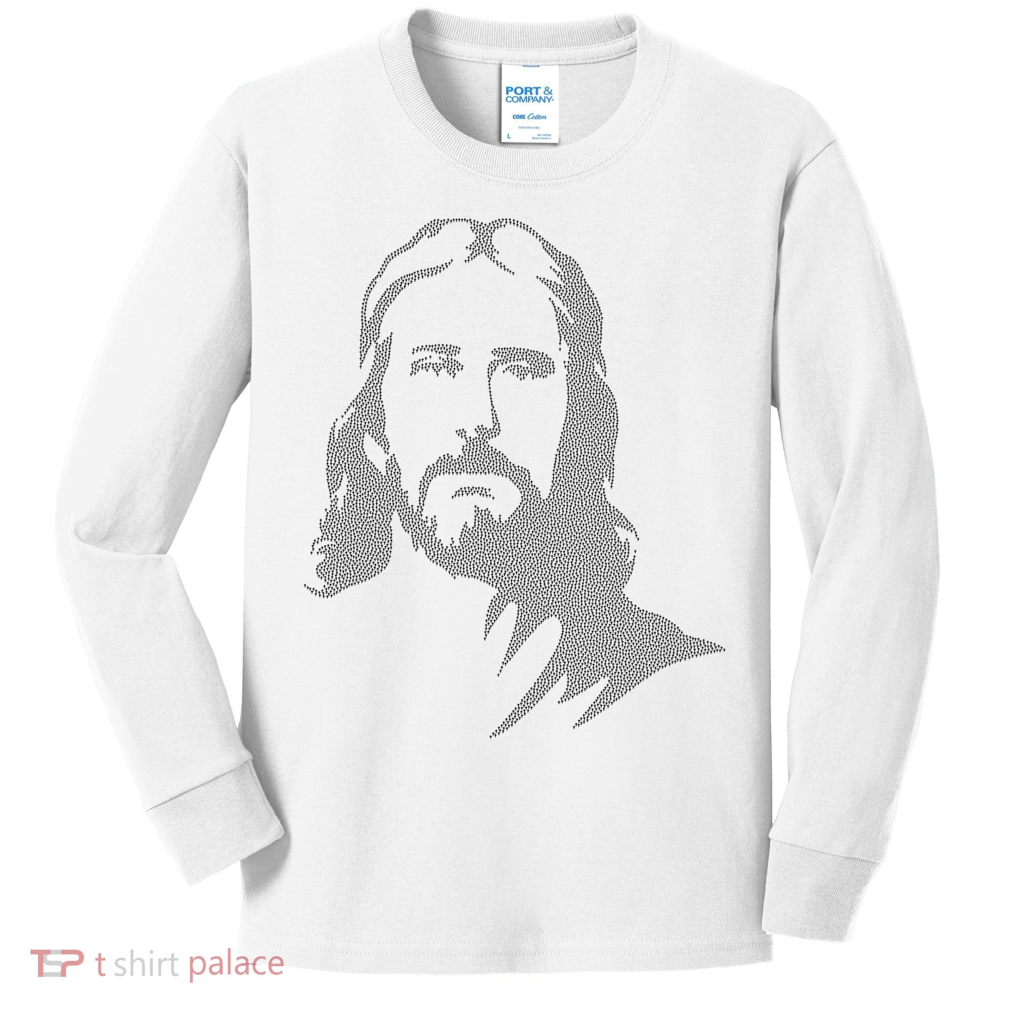 Jesus Portrait Outline Kids Long Sleeve Shirt
