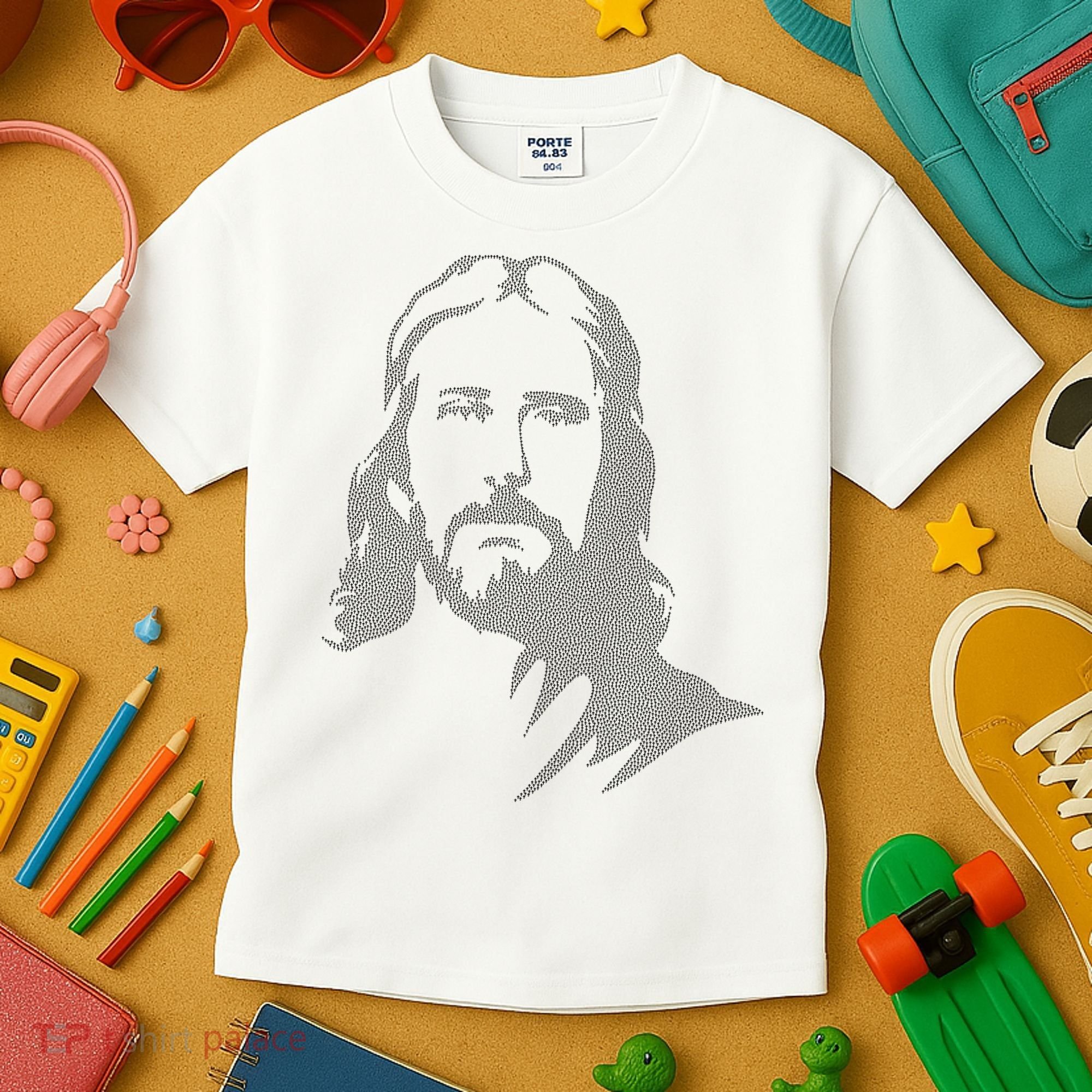 Jesus Portrait Outline Kids T-Shirt