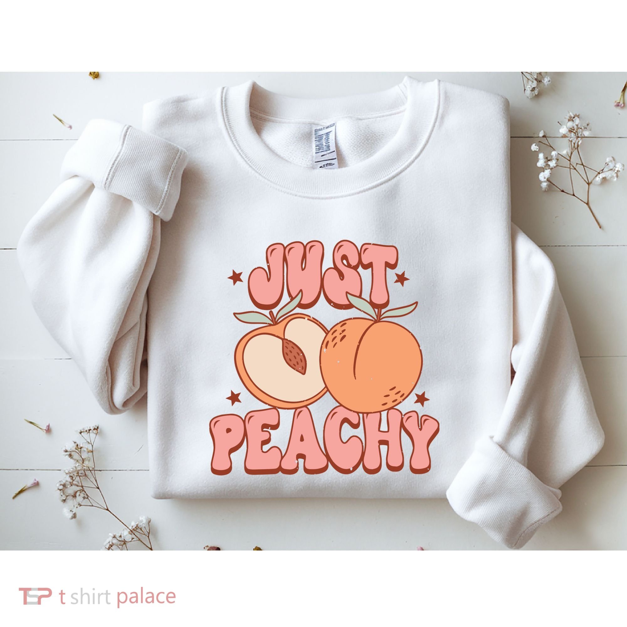 Just Peachy Retro 70s Georgia Peaches Summer Fruit Sweatshirt