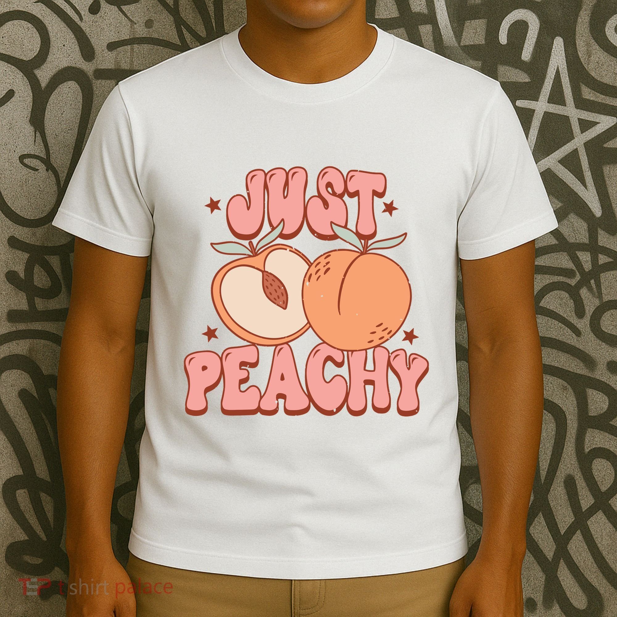Just Peachy Retro 70s Georgia Peaches Summer Fruit T-Shirt